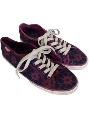 Coach 'Kalyn' Women's 7.5B Pink Blue Monogram Lace Up Sneaker Athletic Shoe